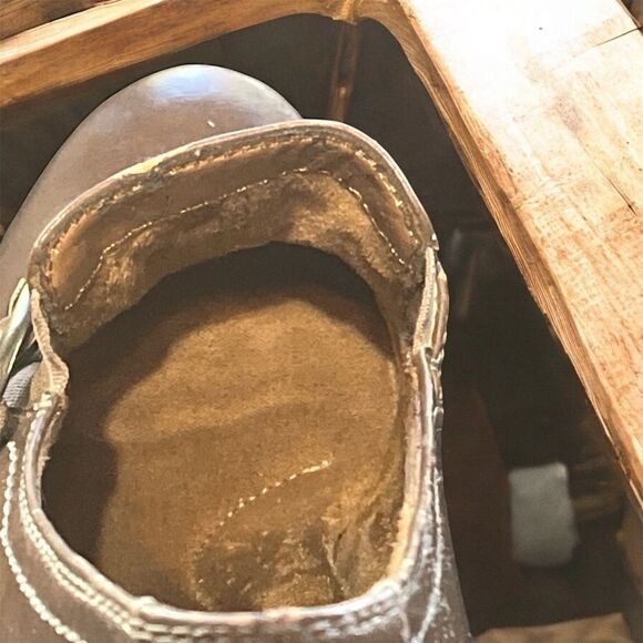 Women’s 8M Natural Soul Naturalizer Brown Bootie Buckle Shoe Stacked Heel - Picture 5 of 5